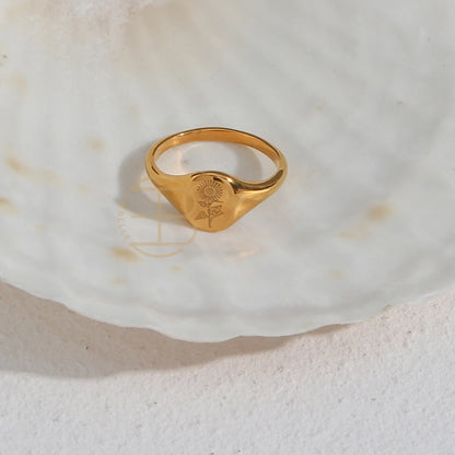 Golden Bloom Signet Ring