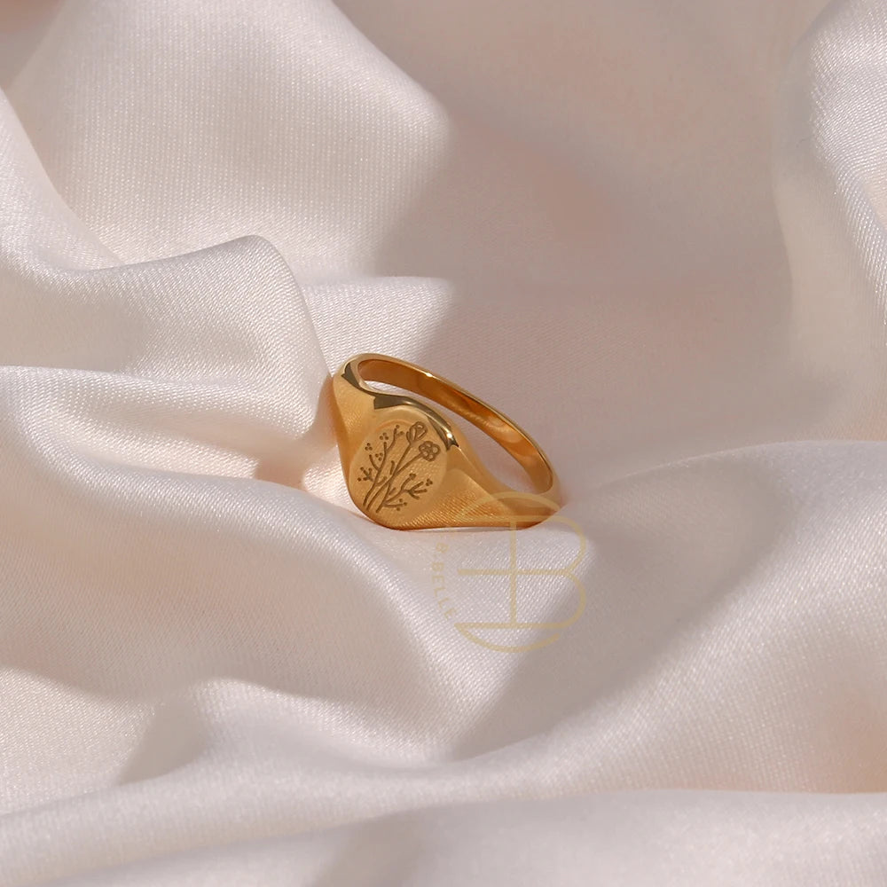 Golden Bloom Signet Ring
