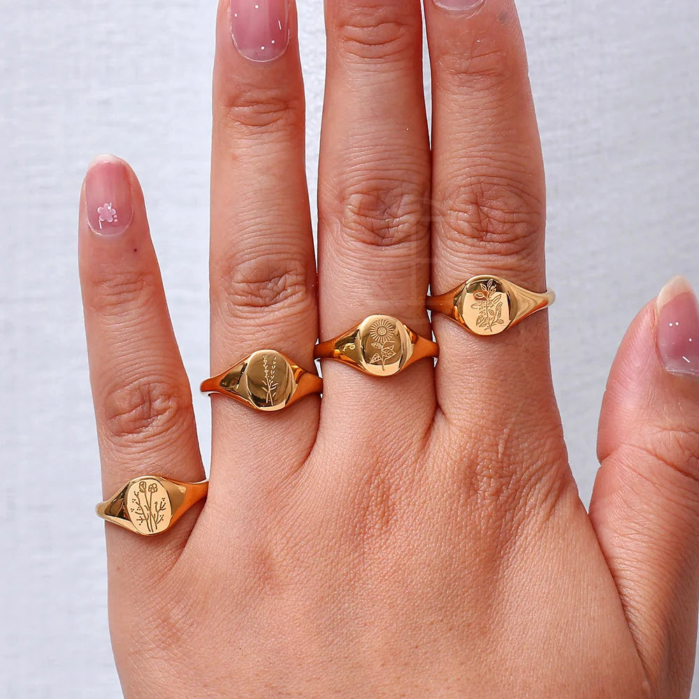 Golden Bloom Signet Ring