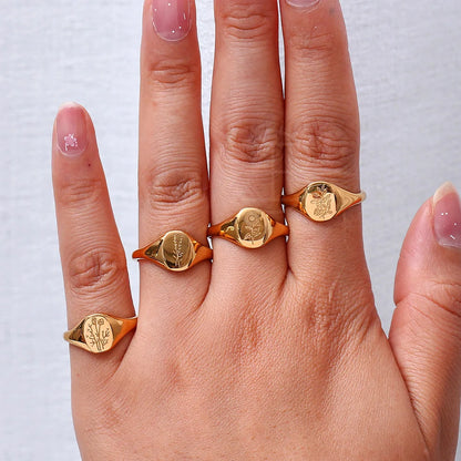 Golden Bloom Signet Ring