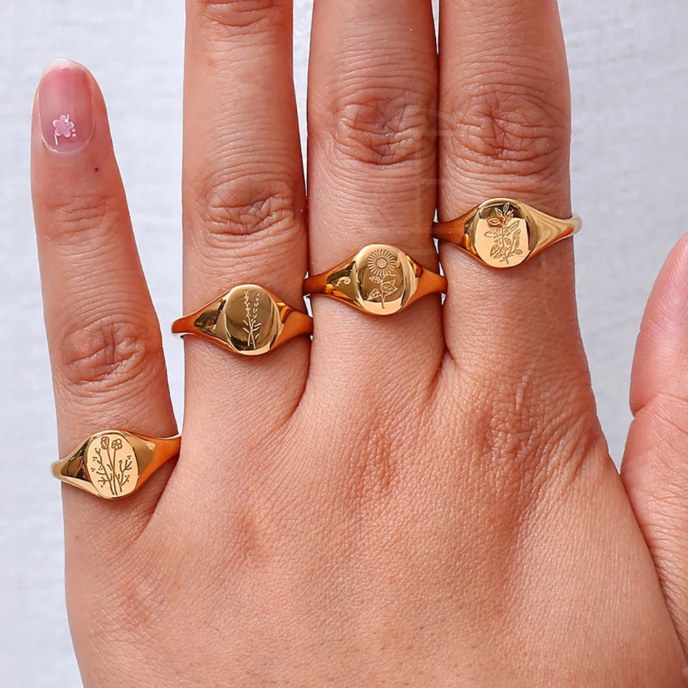 Golden Bloom Signet Ring