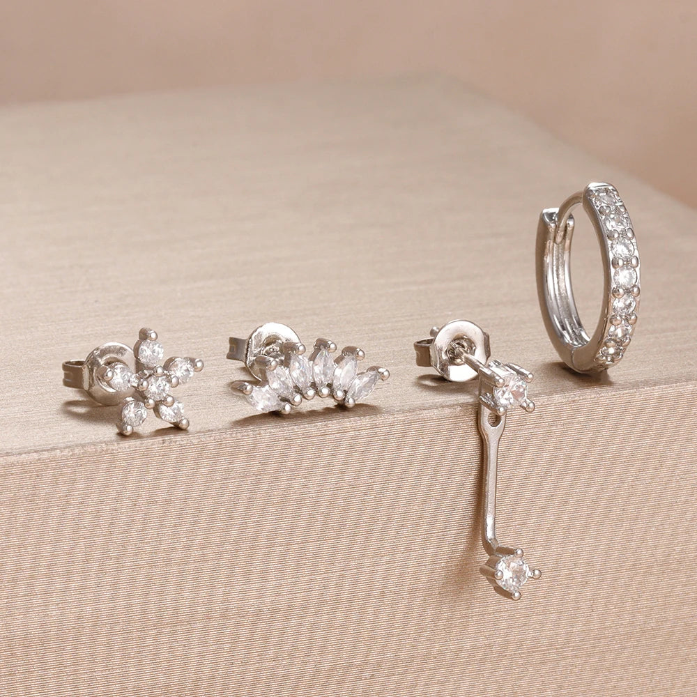 Celeste Gold Huggie & Flower Set