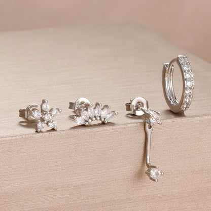 Celeste Gold Huggie & Flower Set