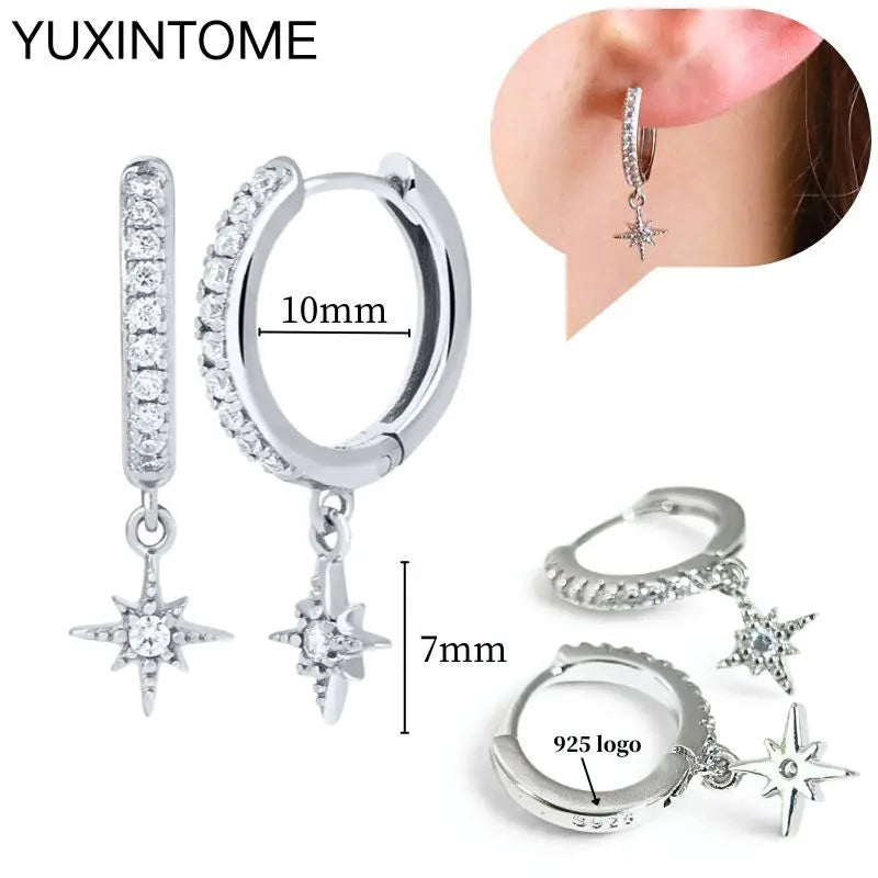 Celeste Crystal Silver Hoops