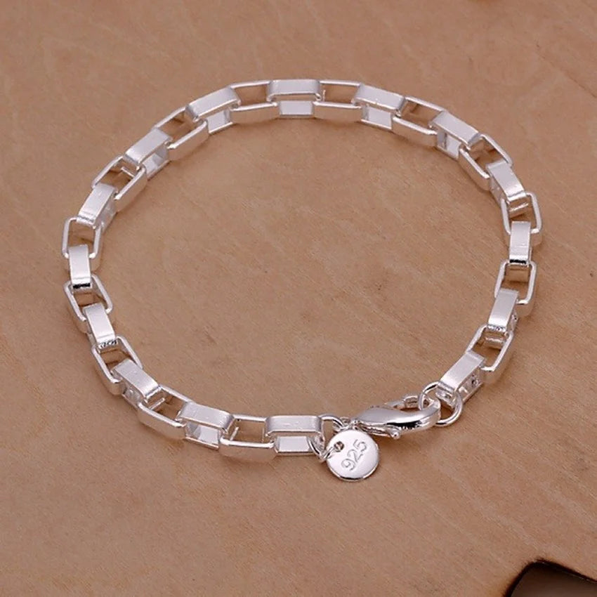 Celeste Square Chain Silver Bracelet