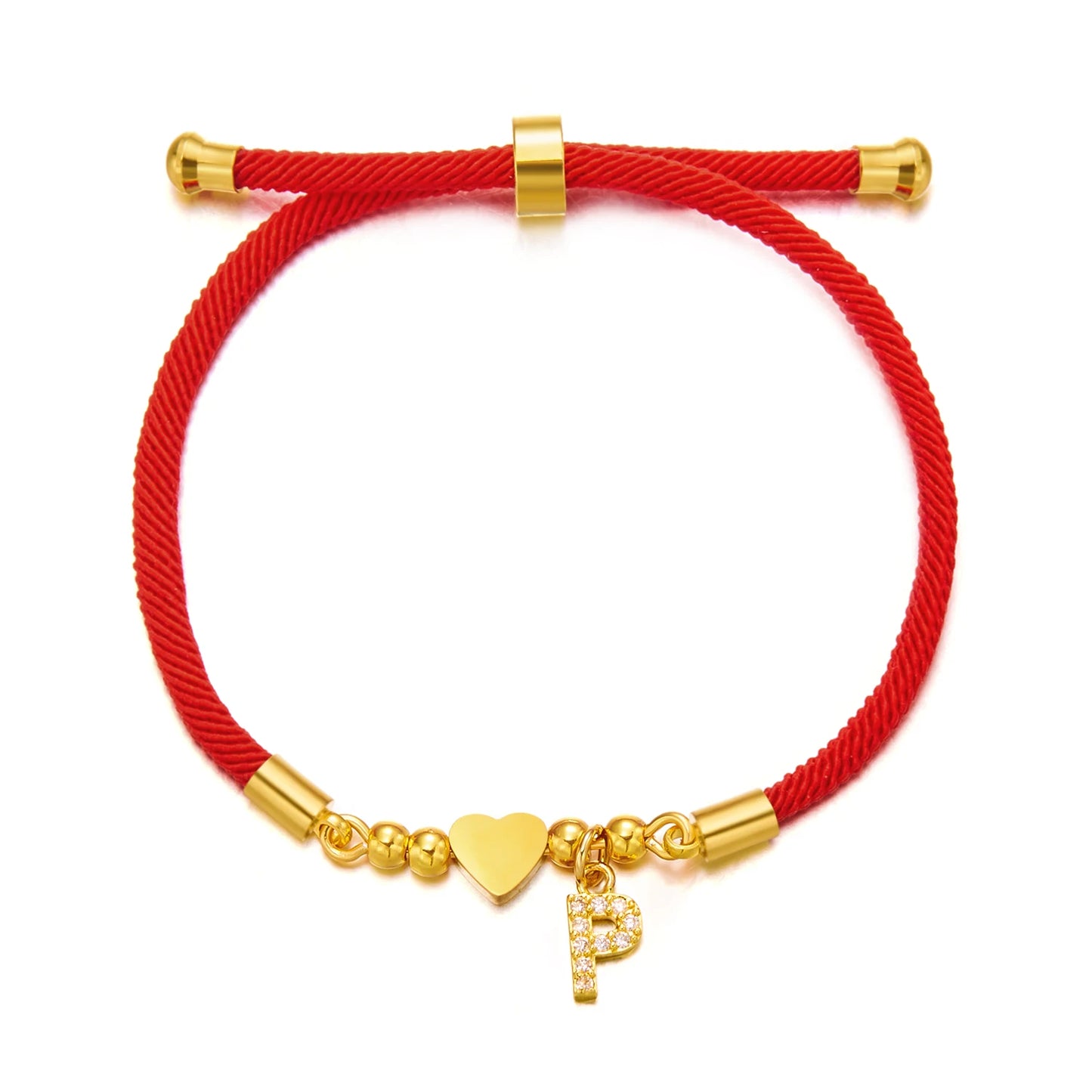 Celeste Heart Initial Rope Bracelet
