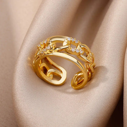 Gold Zircon Geometry Ring
