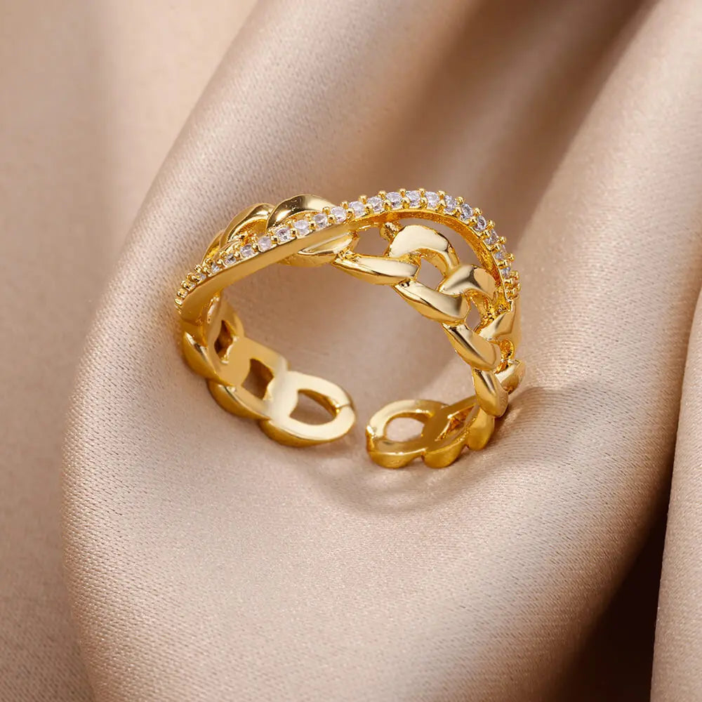 Gold Zircon Geometry Ring