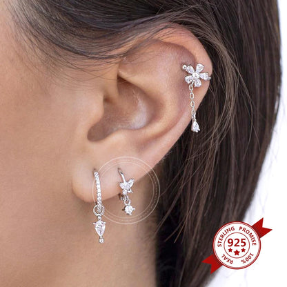 Celeste Crystal Silver Hoops
