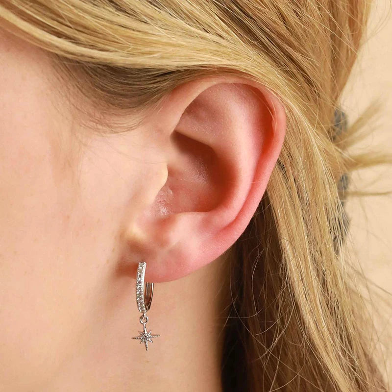 Celeste Crystal Silver Hoops