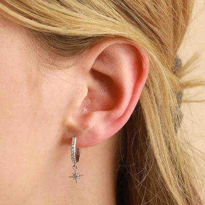 Celeste Crystal Silver Hoops