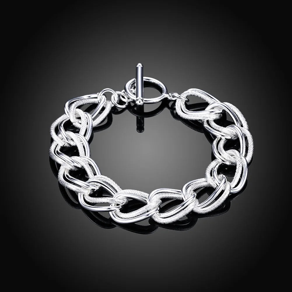 Celeste Square Chain Silver Bracelet