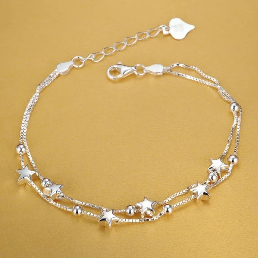 Celeste Square Chain Silver Bracelet