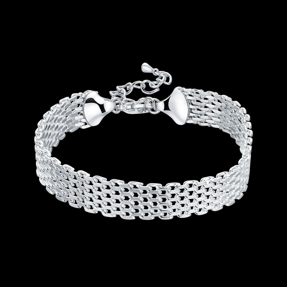 Celeste Square Chain Silver Bracelet