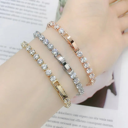 Silver CZ Tennis Chain Bracelet