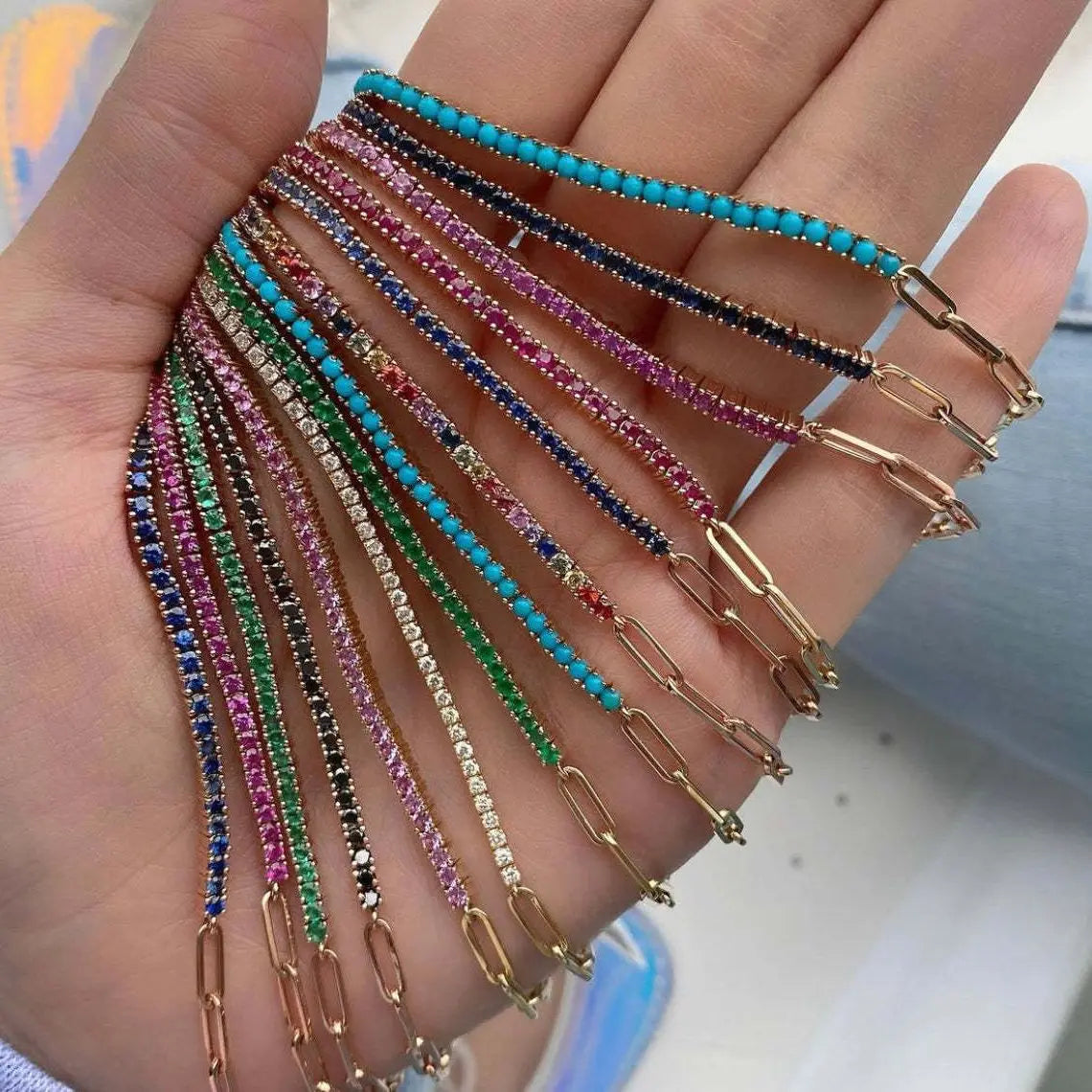 Rainbow Crystal Chain Bracelet