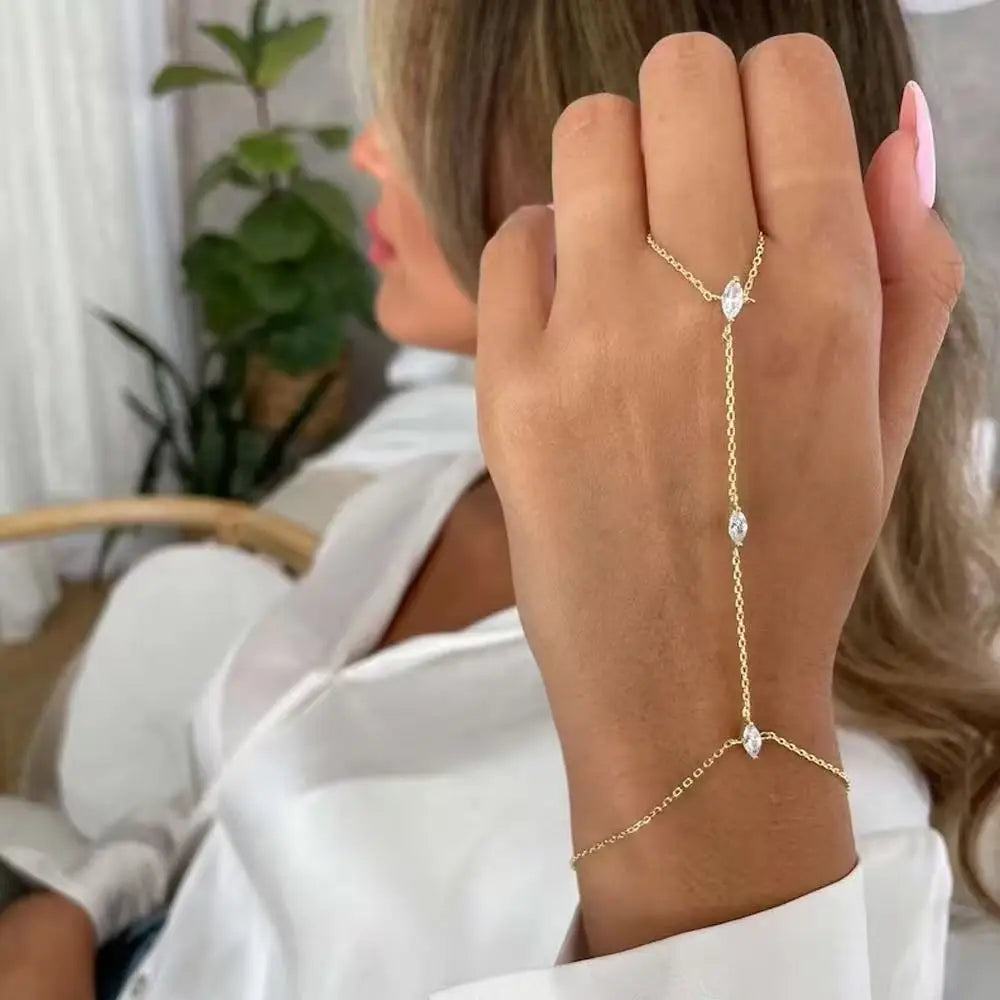 Bling Thin Chain Hand Bracelet