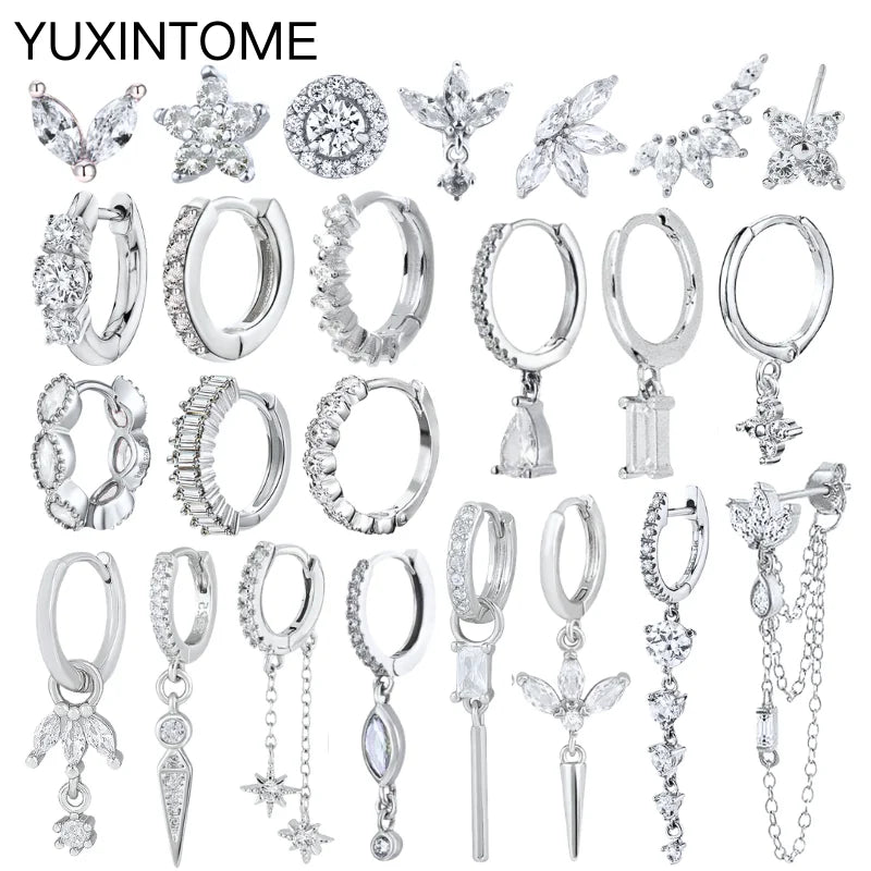 Celeste Crystal Silver Hoops