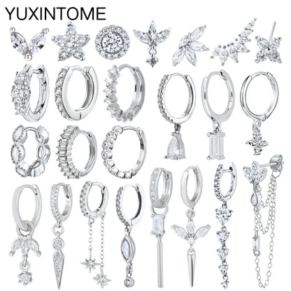 Celeste Crystal Silver Hoops