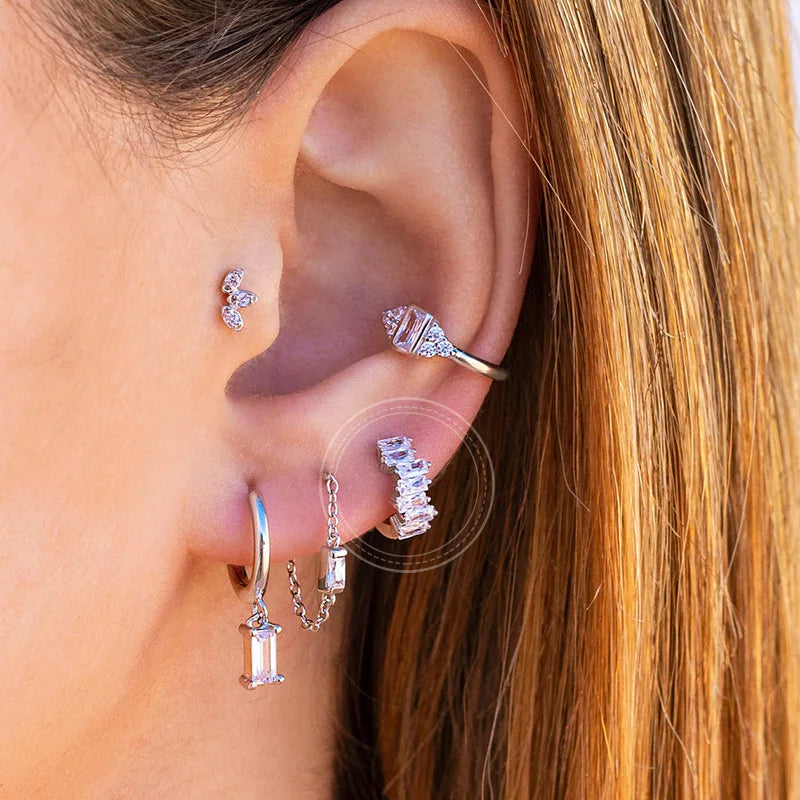 Celeste Crystal Silver Hoops