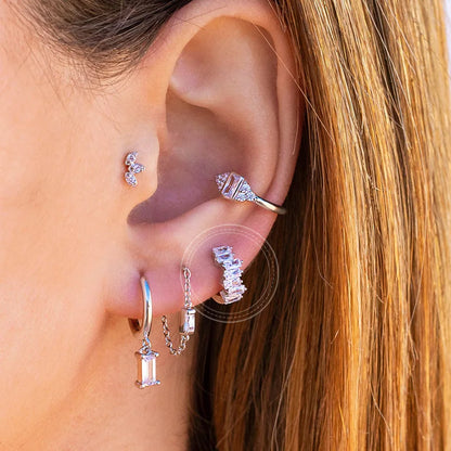 Celeste Crystal Silver Hoops