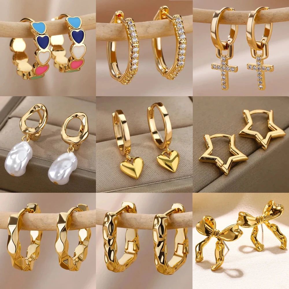 Celeste Heart Hoop Earrings