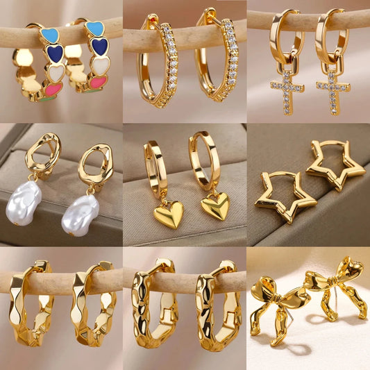 Celeste Heart Hoop Earrings