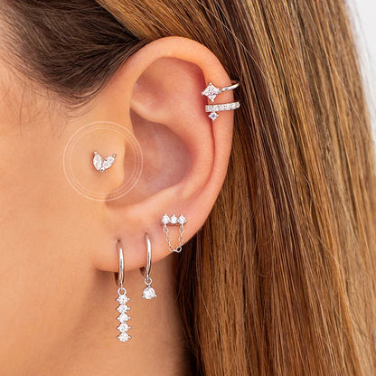 Celeste Crystal Silver Hoops