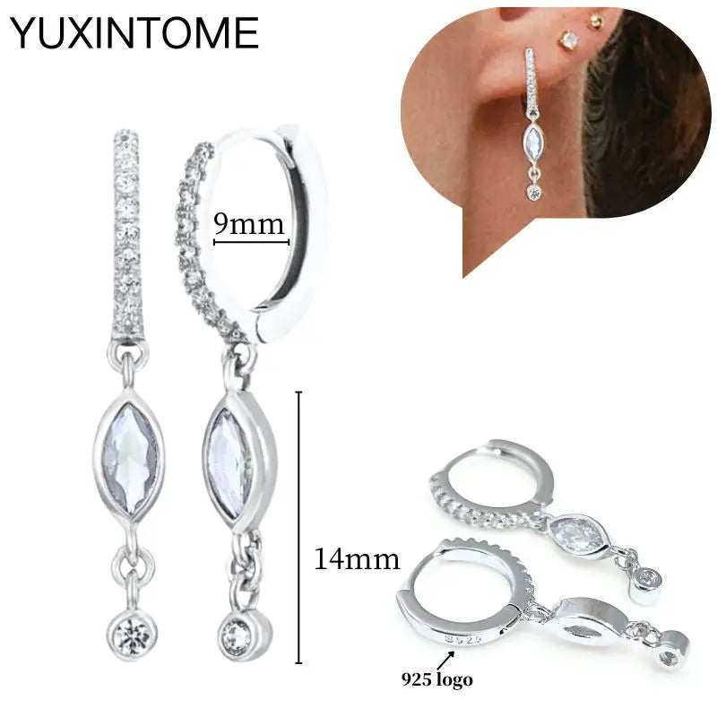 Celeste Crystal Silver Hoops