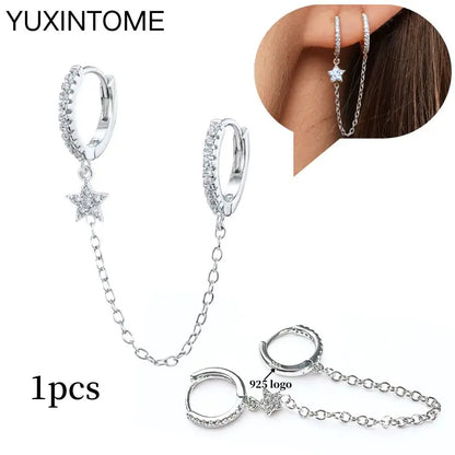Celeste Crystal Silver Hoops
