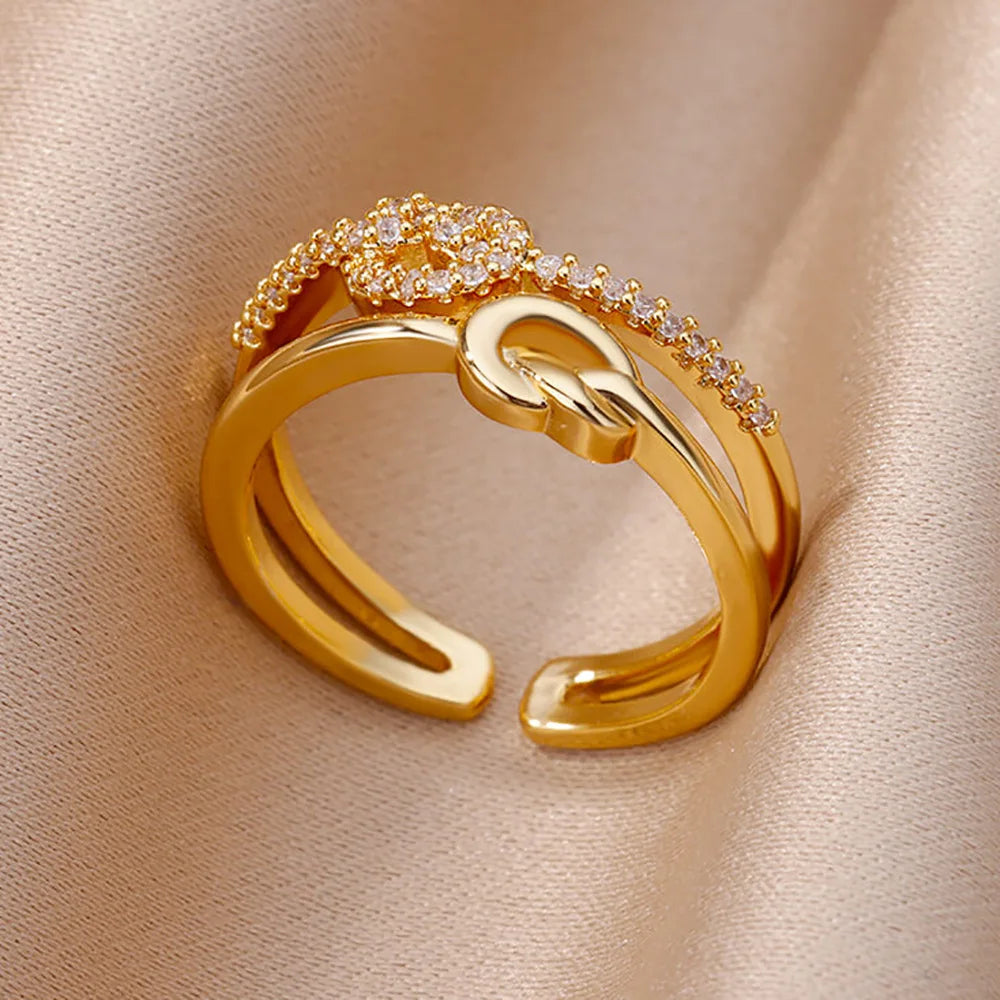 Gold Zircon Geometry Ring