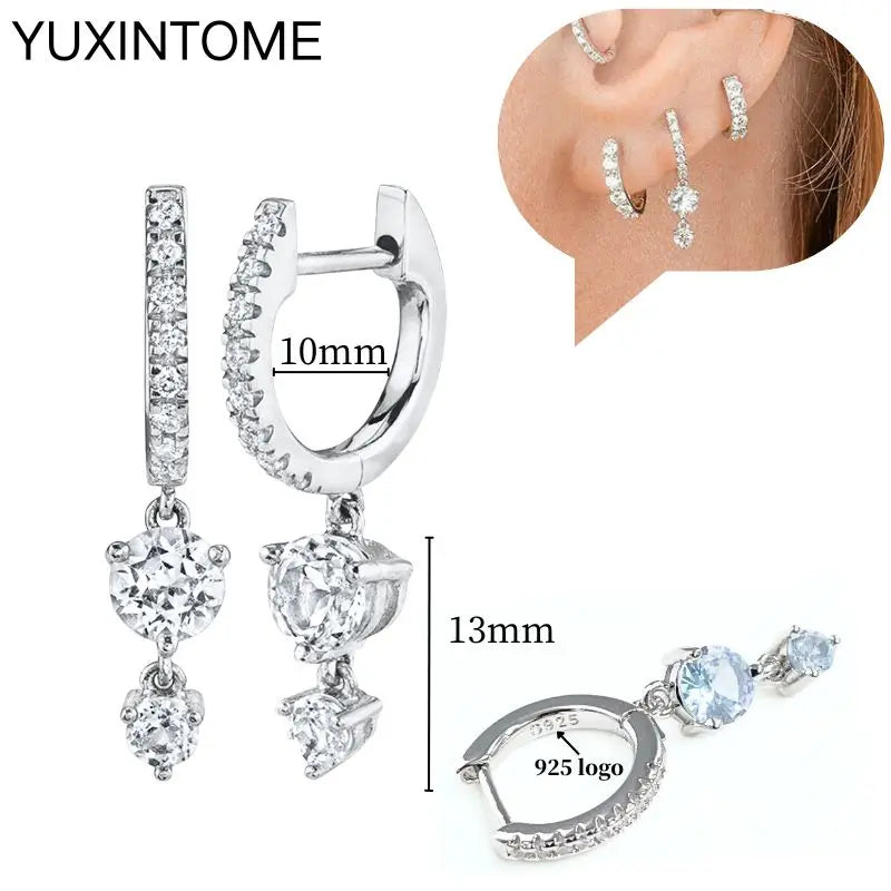 Celeste Crystal Silver Hoops