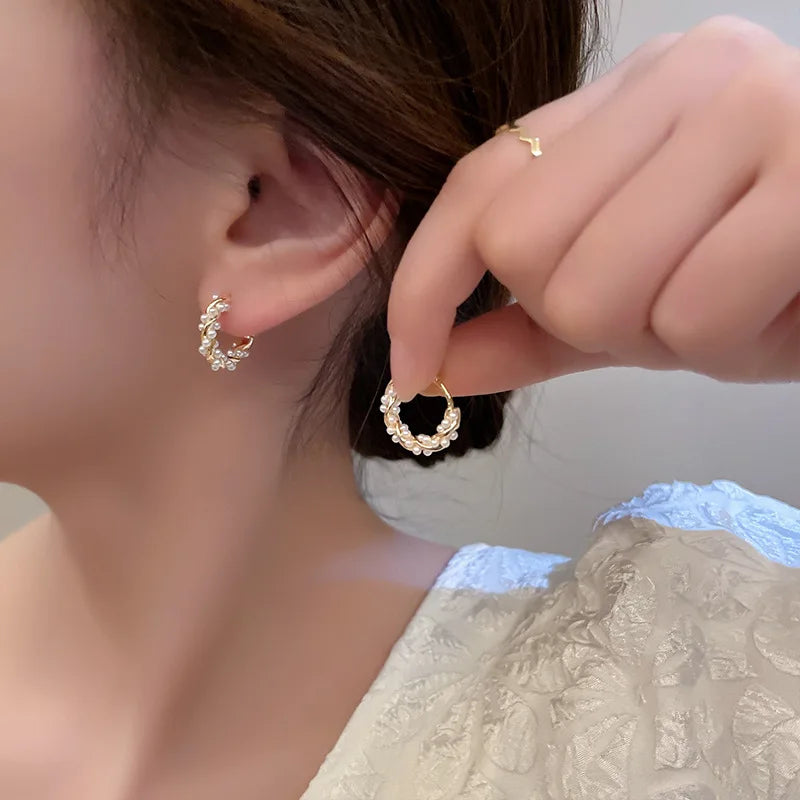 Celeste Pearl Circle Earrings