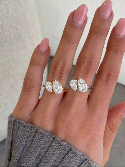 Sparkling Pear Drop Ring
