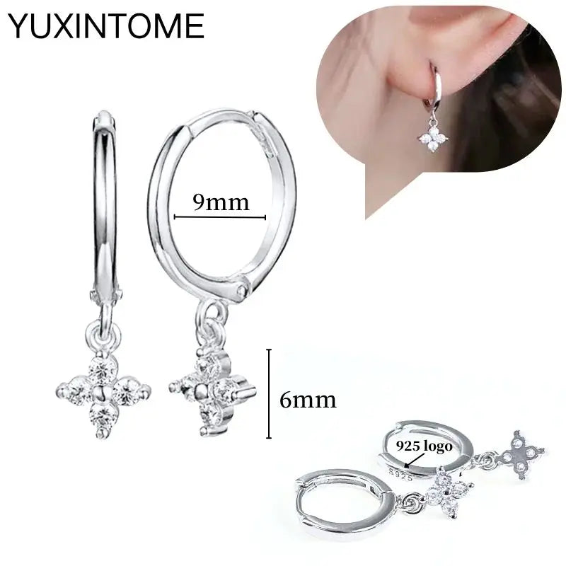 Celeste Crystal Silver Hoops
