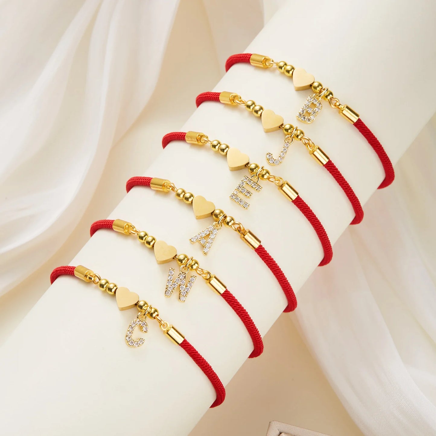 Celeste Heart Initial Rope Bracelet