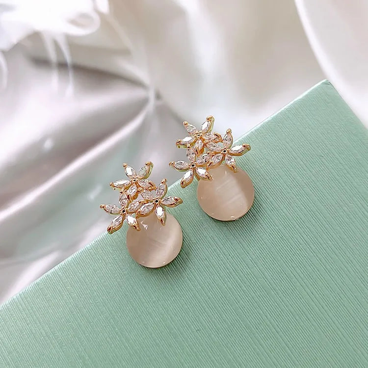 Opal Flower Kiss Studs