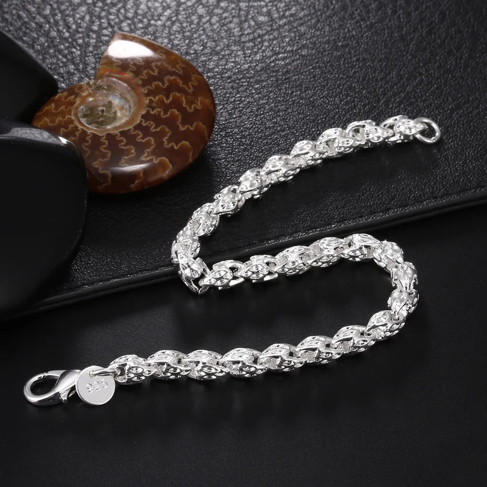 Celeste Square Chain Silver Bracelet
