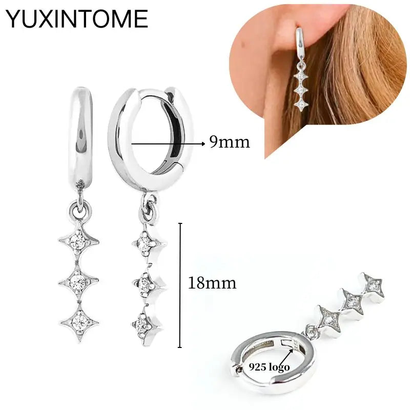 Celeste Crystal Silver Hoops