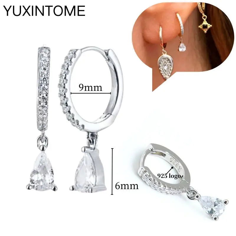 Celeste Crystal Silver Hoops