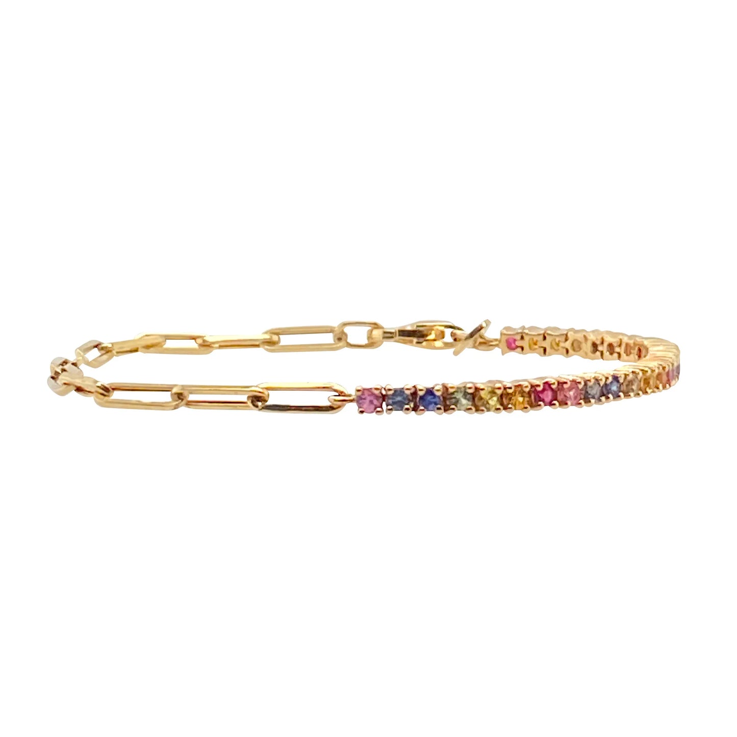Rainbow Crystal Chain Bracelet