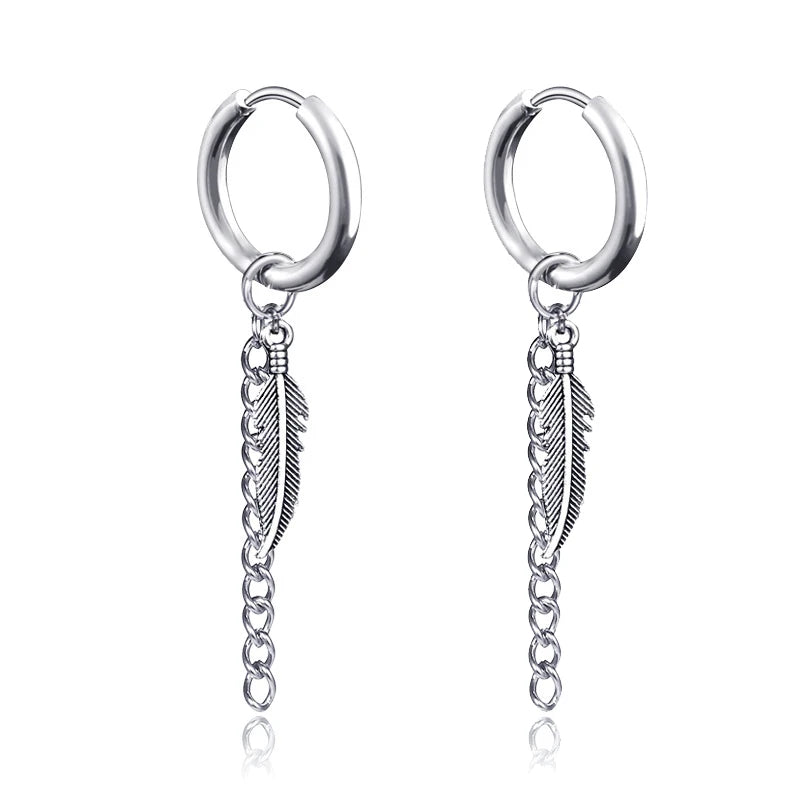Celeste Cross Feather Studs