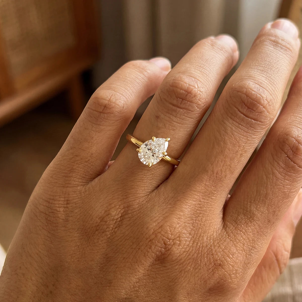 Sparkling Pear Drop Ring