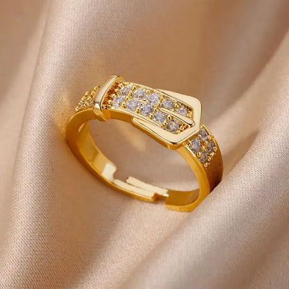 Gold Zircon Geometry Ring