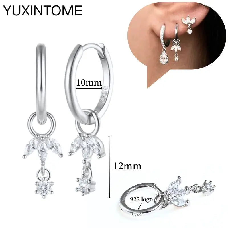 Celeste Crystal Silver Hoops
