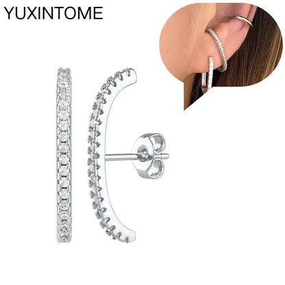 Celeste Crystal Silver Hoops