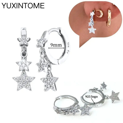 Celeste Crystal Silver Hoops