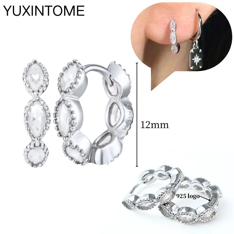 Celeste Crystal Silver Hoops