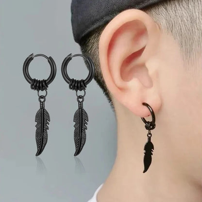 Celeste Cross Feather Studs