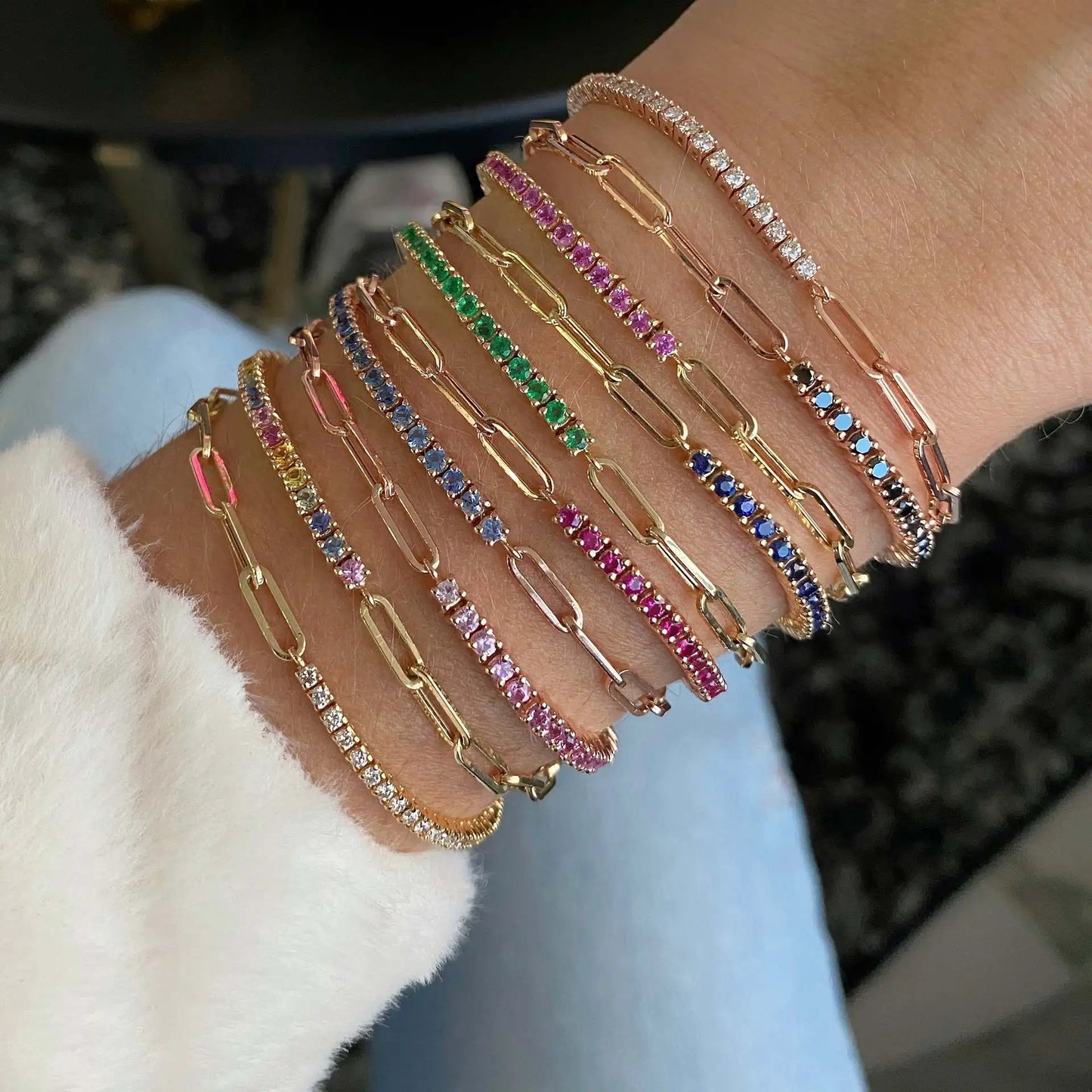 Rainbow Crystal Chain Bracelet